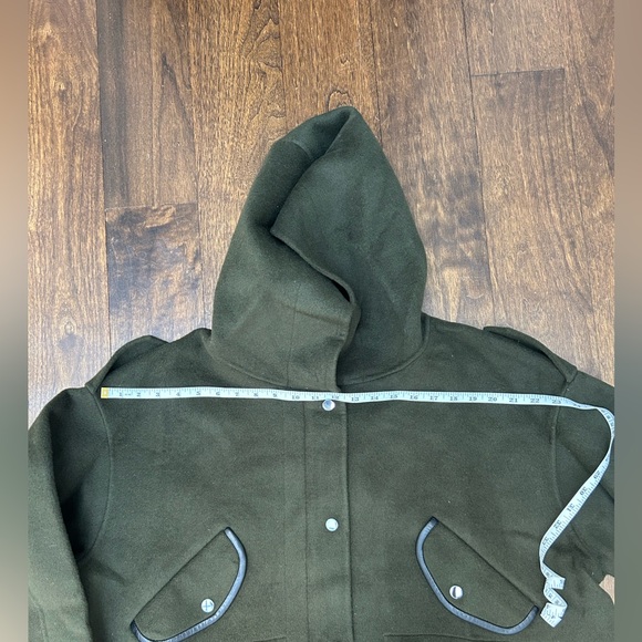 Maje wool blended coat with leather details. Military green color. Size 1. - Picture 12 of 16